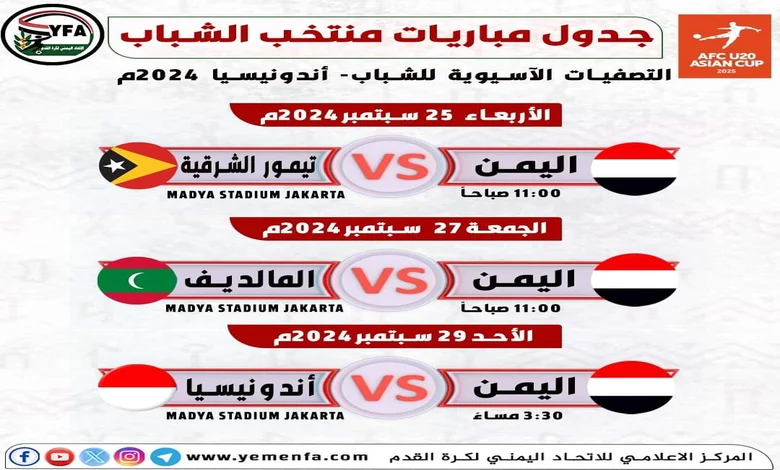 جدول مباريات منتخب اليمن للشباب في اندونيسيا